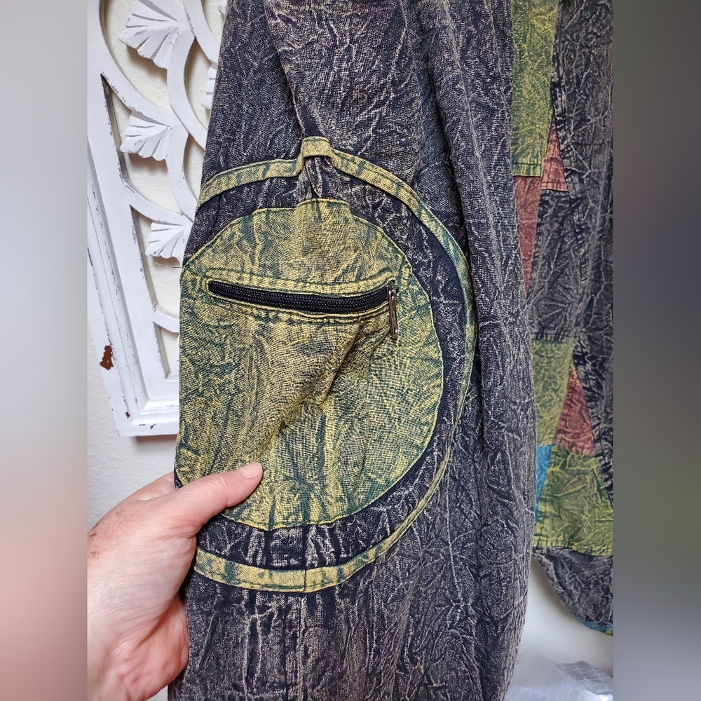 Stone Gray Patchwork Haram Drawstring Pants Osfm … - image 3